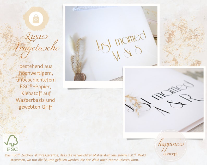 Personalisierte Luxus-Geschenktüte in weiß, Geschenktasche, Geschenke für Hochzeit, Geburtstag, Brautjungfern, Kollegen, Familie Bild 2