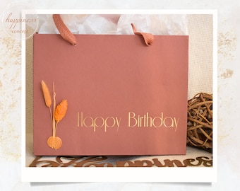Personalized luxury gift bag in orange/peach, gift bag, gifts for birthdays, colleagues, family