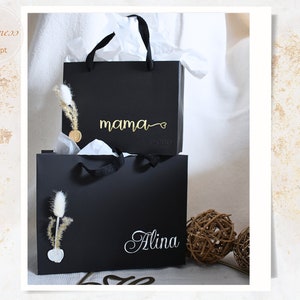 Personalisierte Luxus-Geschenktüte in schwarz, Geschenktasche, Geschenke für Hochzeit, Geburtstag, Brautjungfern, Kollegen, Familie Bild 1