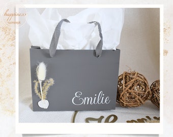 Personalisierte Luxus-Geschenktüte in grau, Geschenktasche, Geschenke für Hochzeit, Geburtstag, Brautjungfern, Kollegen, Familie