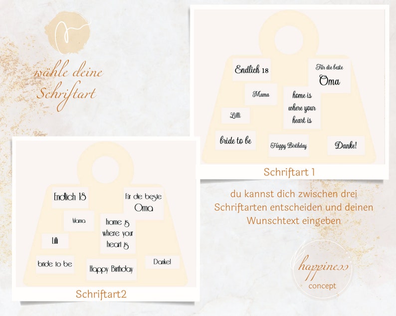 May include: A printable design template for a personalized gift bag. The design features a light yellow shopping bag with a handle and text that says "Endlich 18" and "F&uuml;r die beste Oma". The text is in a cursive font. The template includes a variety of text boxes for adding personalized messages.