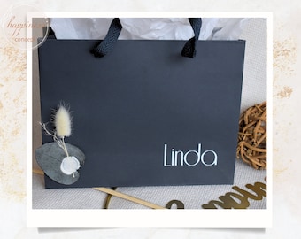 Personalized luxury gift bag in dark blue, gift bag, gifts for birthday, Christmas, colleagues, family