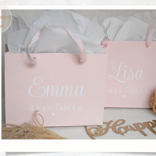 Personalisierte Luxus-Geschenktüten in rosa, Geschenktasche, Geschenke für Hochzeit, Geburtstag, Brautjungfern, Kollegen, Familie