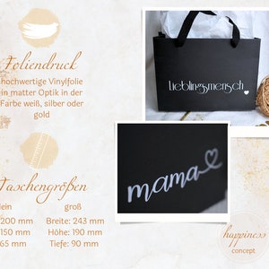 Personalisierte Luxus-Geschenktüte in schwarz, Geschenktasche, Geschenke für Hochzeit, Geburtstag, Brautjungfern, Kollegen, Familie Bild 3