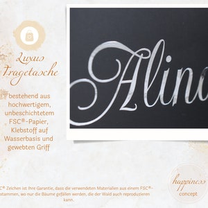 Personalisierte Luxus-Geschenktüte in schwarz, Geschenktasche, Geschenke für Hochzeit, Geburtstag, Brautjungfern, Kollegen, Familie Bild 2