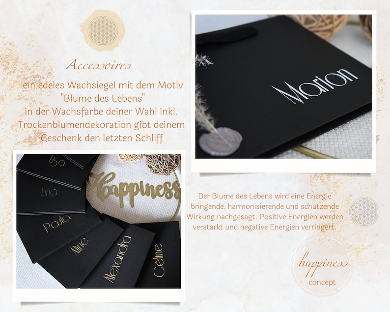 Personalisierte Luxus-Geschenktüte in schwarz, Geschenktasche, Geschenke für Hochzeit, Geburtstag, Brautjungfern, Kollegen, Familie Bild 8