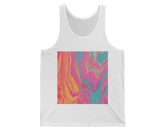 Mineral Print Unisex Jersey Tank, Psychedelic Print Vest Top, Women's Tank Top, Digital Printed Cotton Top