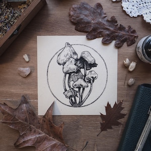 Magic fungus Art Print – Mushroom Ink drawing