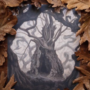 Haunted forest Art Print - Dark fantasy art