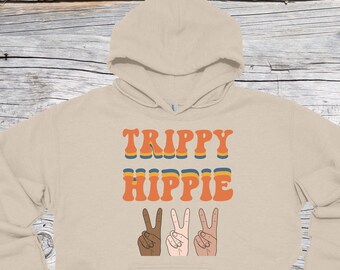 Sudadera con capucha hippie y símbolo de la paz: estilo retro de los años 70
