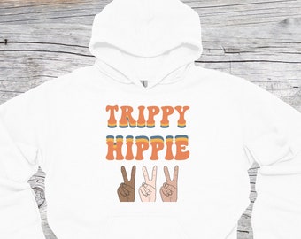 Sudadera con capucha hippie y símbolo de la paz: estilo retro de los años 70