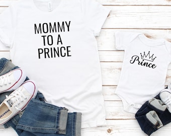 Mommy and Me Prince Outfit: Matching Mother Son Shirt Set