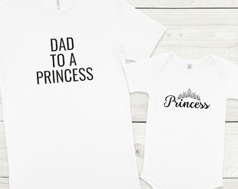 Papa zu Prinzessin Shirt & Säugling Set: Passendes Vater Tochter Outfit