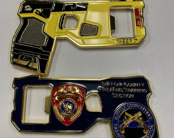 SUFFOLK COUNTY POLICE Dept Taser 7 Firearms Range T7 Bottle Opener Challenge Coin Long Island New York scpd