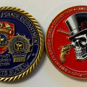 SUFFOLK COUNTY POLICE Gangs Rackets Bureau Detective District Attorney Section Skull Murder Organized Crime Gamble Corruption Challenge Coin