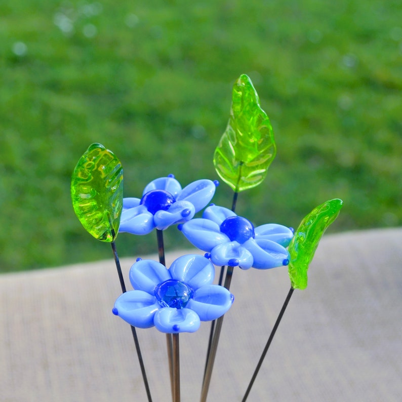 Lorea Flower Stem in Murano glass Lorea x3 / Leaf x3