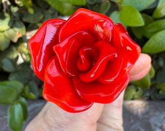 Red rose stem in Murano glass