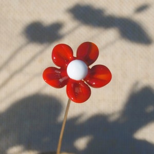 Lorea Flower Stem in Murano glass White / Red