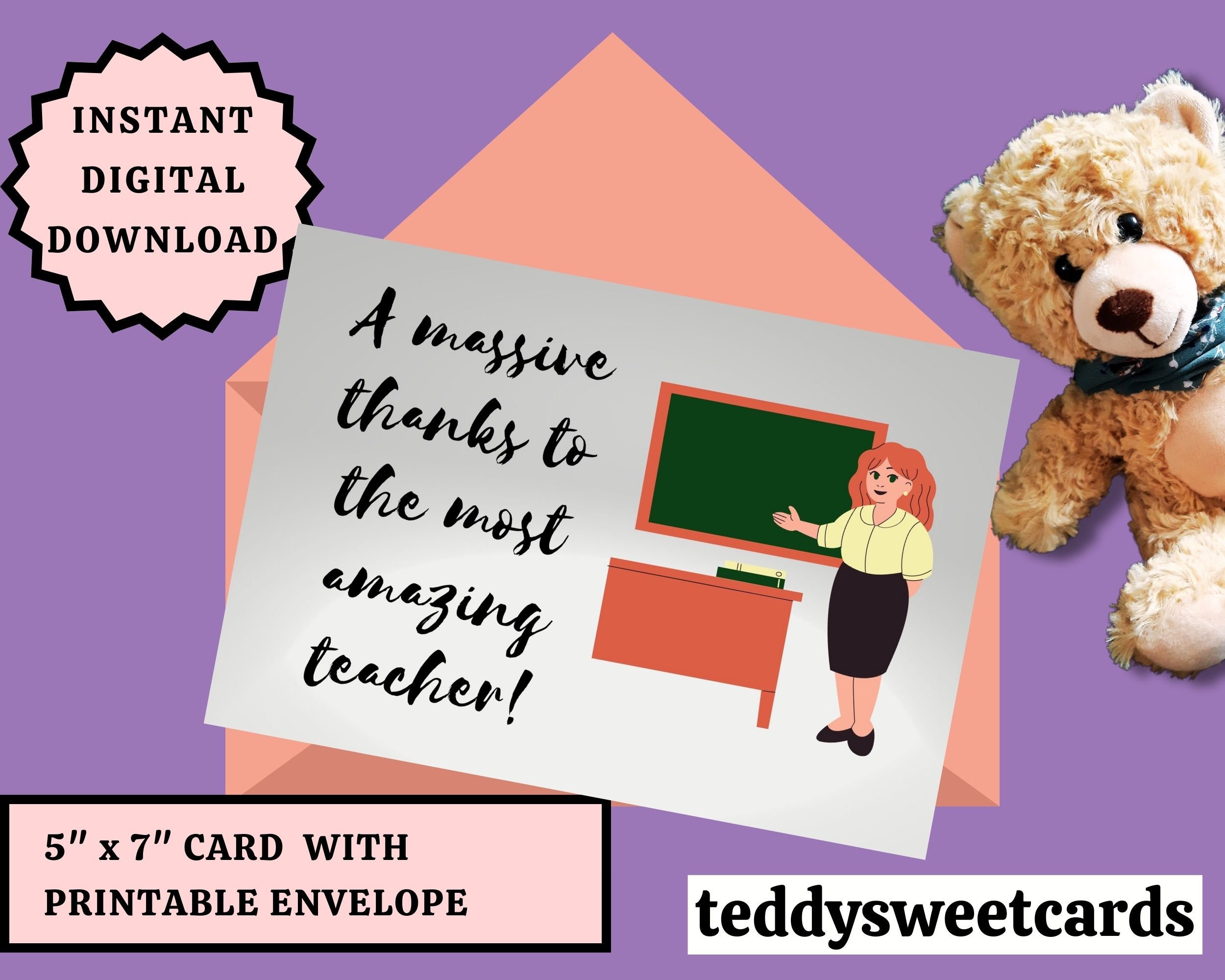 Teacher Gift Thank You Card Etsy