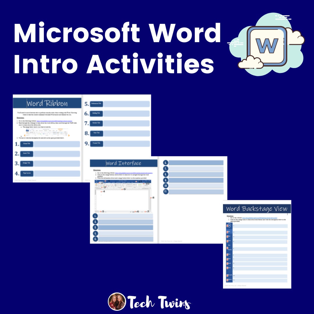 Microsoft Word Intro Activities - Etsy