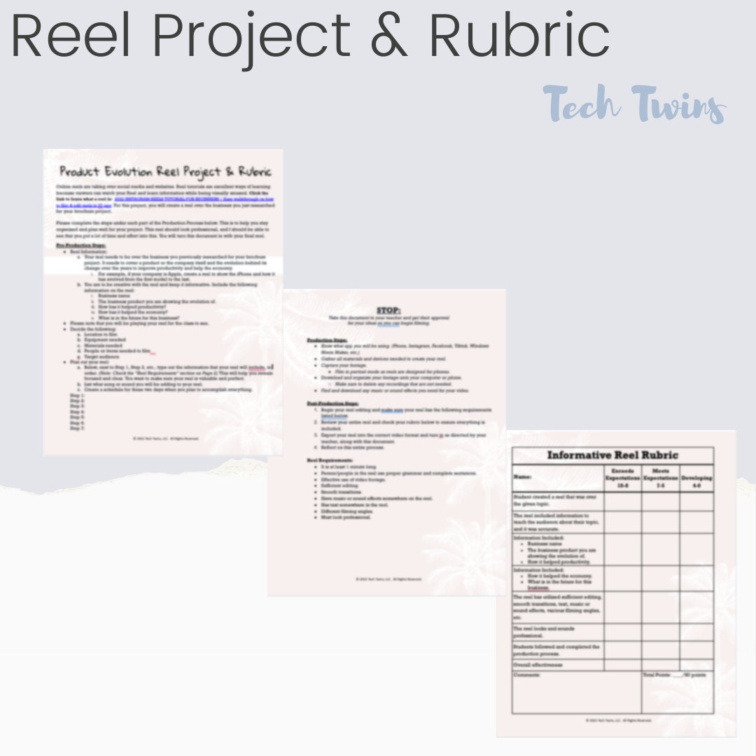 Product Evolution Reel Project & Rubric - Etsy