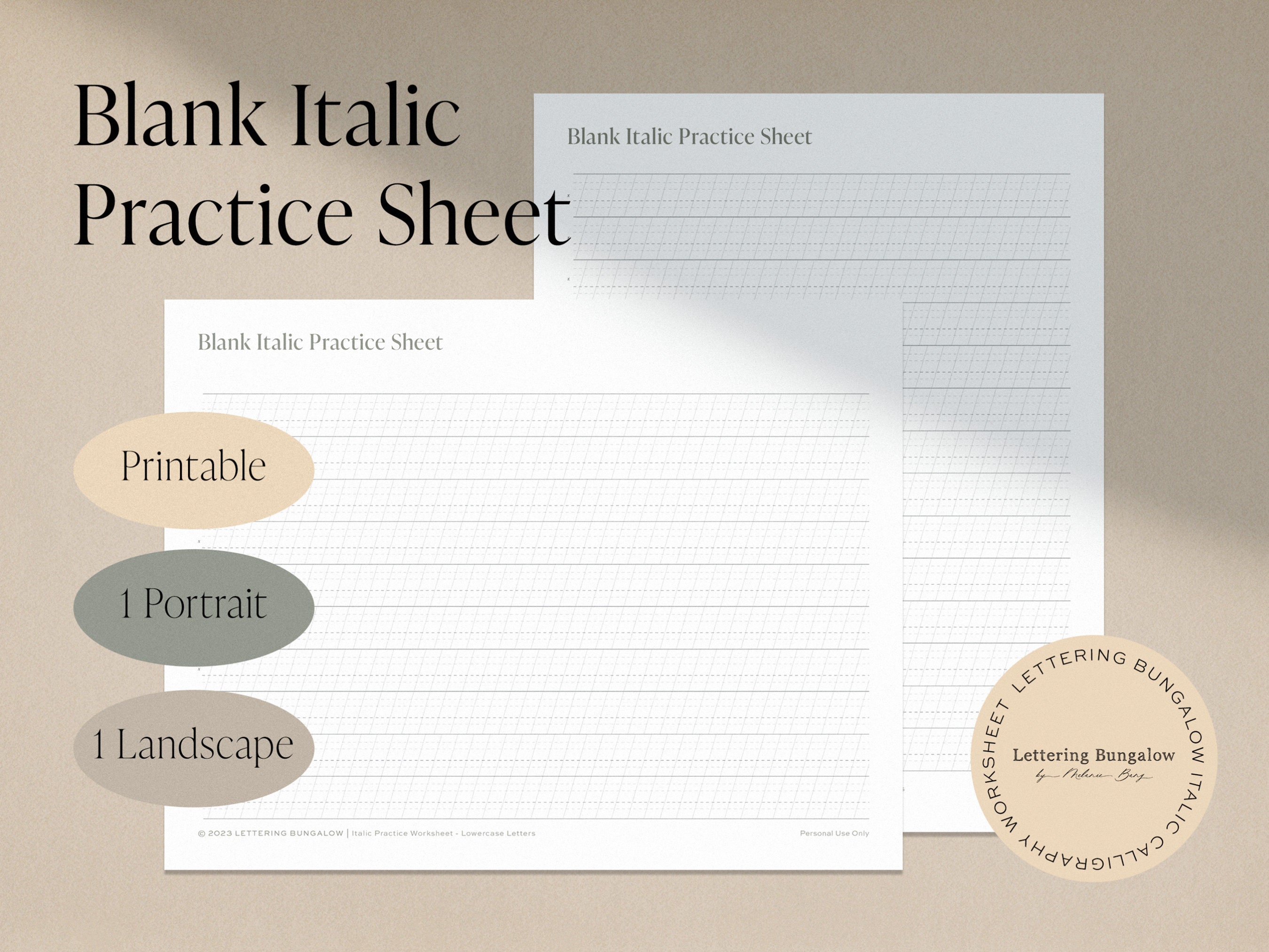 Printable, Blank Calligraphy Practice Sheet for Chancery Italic