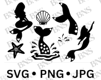 Mermaid  Bundle Svg  / Mermaid Tail SVG / Starfish SVG /  Seashell SVG / Mermaid Cut Files