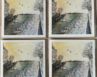 Pack of 4 cards - prints from original artwork by Lizzie Jones