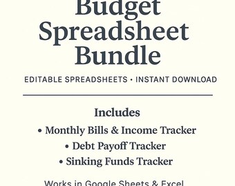 Budget Planner Spreadsheet Bundle | Bills, Debt, Savings Tracker (Digital Download)