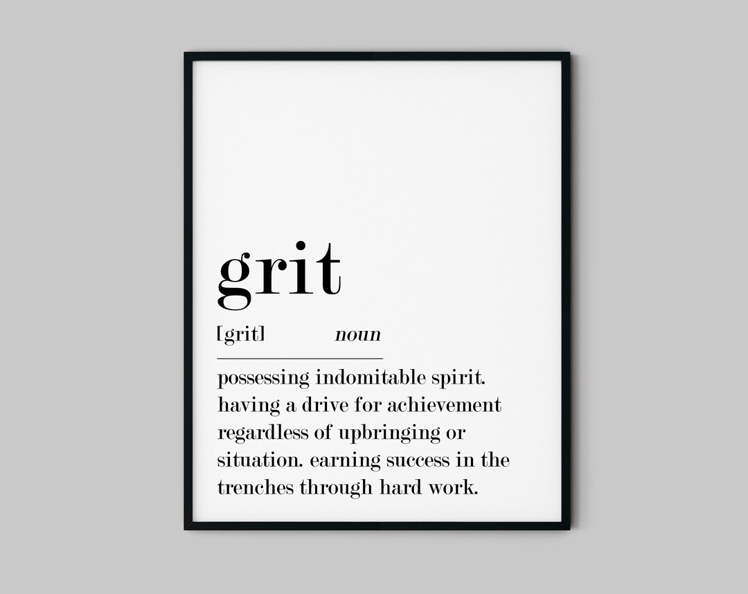 Grit Definition Print, Home Office Printable, Motivational Wall Decor