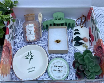 Perfectly Imperfect Trinket Tray Gift Box, Engraved Floral Ring, Birthday Gift, Gift for Her, Spa Gift, Self Care, BFF, Thinking of You,