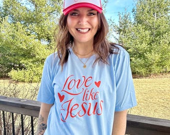 Christian Graphic tshirt Gift Christian Girl Aesthetic Cute Christian Shirt   Retro Vibe Graphic love like Jesus teen girl Christian gift