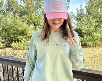 Christian Graphic Crewneck Graphic Shirt for Women Religous Gift Christian Girl Aesthetic Shirt Graphic Cute Christian God Over Everything
