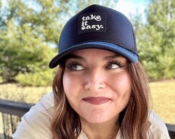 Cute Trucker Hat for Girls Baseball Cap Hat Women’s Hat Take it Easy Gift for Girl Gift for Teen Trendy Hat Inspirational Hat Trendy