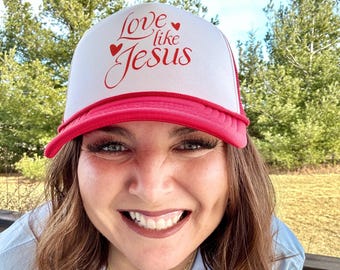 Cute Christian Trucker Hat for Girls Baseball Cap Hat Women’s Hat Love Like Jesus Christian Gift for Girl Gift for Teen Trendy Hat Retro Hat