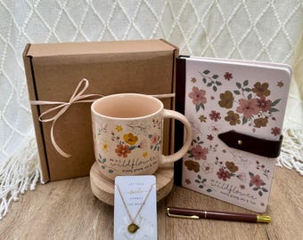 She is a Wildflower Mug & Journal Gift Box, Just Because, Gift Set, Birthday, Get Well, Thank you, Friendship, bff, coworker, daughter