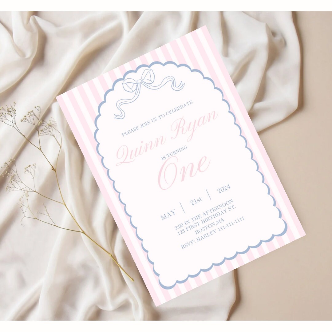 coquette first birthday invitation