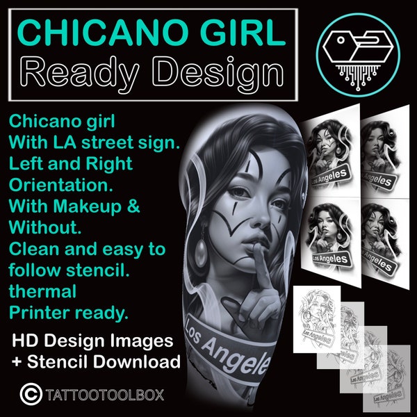 Design de tatouage Chicano Girl LA Ready avec variations