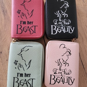 Portafoglio portacarte La bella e la bestia Double Face principesse Disney Beauty and the beast rosso rosa nero verde