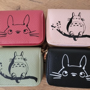 Carteira porta cartão Totoro dupla face estúdio Ghibli Miyazaki filme de animação japonês vermelho rosa preto verde