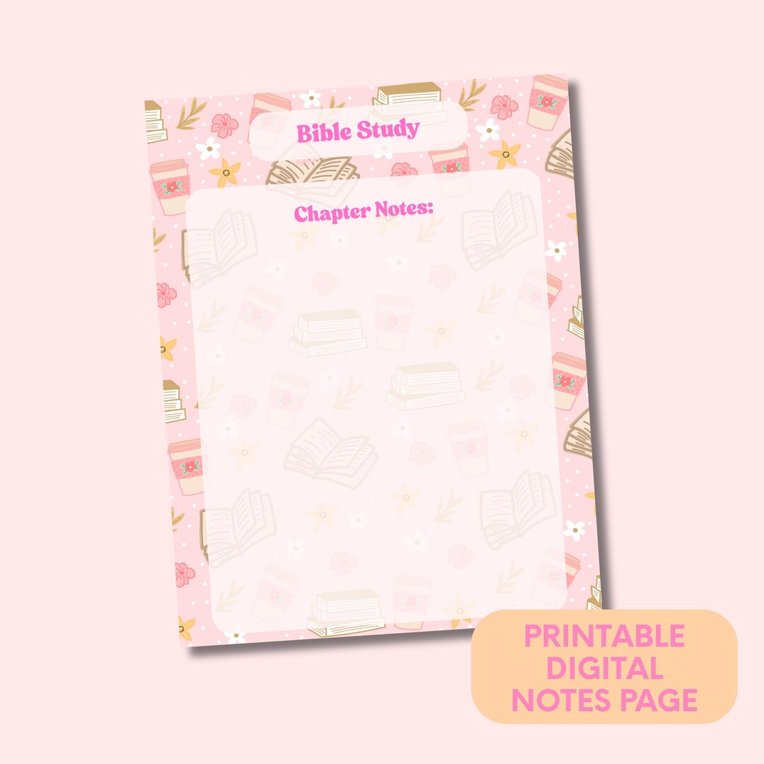 Bookish Bible Study Extra Notes Page, Hand-drawn Journal Printable ...