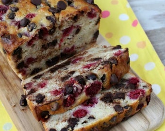 Raspberry Dark Chocolate Banana Bread