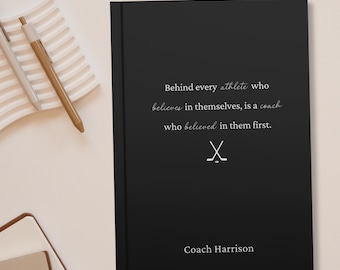 Hockey Coach Gift, Sport Coach Custom Journal Notebook, End of Season Hockey Team Gift To Coach, Hockey Academy Score Book, Hockey Manager