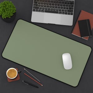 Forest Green Desk Mat, Neoprene Mousepad, Minimalist Office Decor
