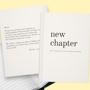 Journal nouveau chapitre, cadeau nouveau départ, cadeau de déménagement d'un ami, carnet de signatures de départ à la retraite, carnet de notes personnalisé, cadeau pour diplômé
