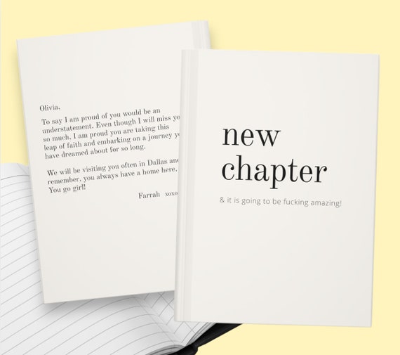 New Chapter Journal, New Beginnings Gift, Friend Moving Away Gift, Retirement Signing Book, Custom Journal Notebook, Grad Gift Daughter