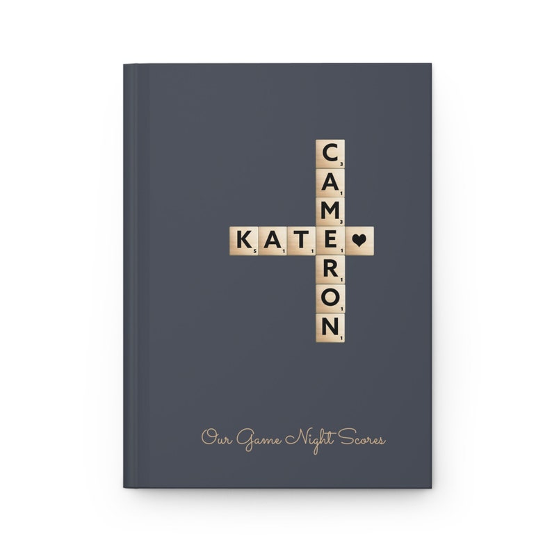 Customizable game night score book with family name on the cover.