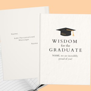Personalisiertes Abschlussgeschenk, College-Abschluss, Abitur, Individuelles Journal für Sie, Tagebuch für Ihn, neue Anfänge, Worte der Weisheit