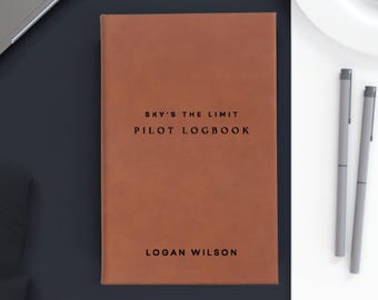Personalized Pilot Logbook, Personalized Vegan Leather Hardcover Aviation Journal, Gift for Pilot