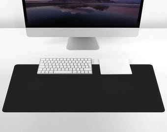 Black Neoprene Desk Mat, XL Non-Slip Computer Mat, Minimalist Home Office, Solid Color Desk Mat, Large Gaming Mousepad
